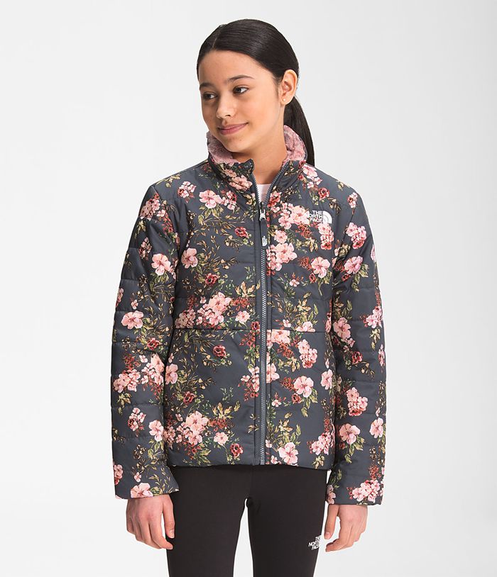 The North Face Jacket Printed Reversible Mossbud Swirl Grey/Pink - Girls - Thailand JWOQP-8152